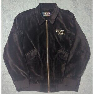 Teddy Fresh Black Velour Full-Zip Bomber Jacket, Size M Flower Lining YouTuber